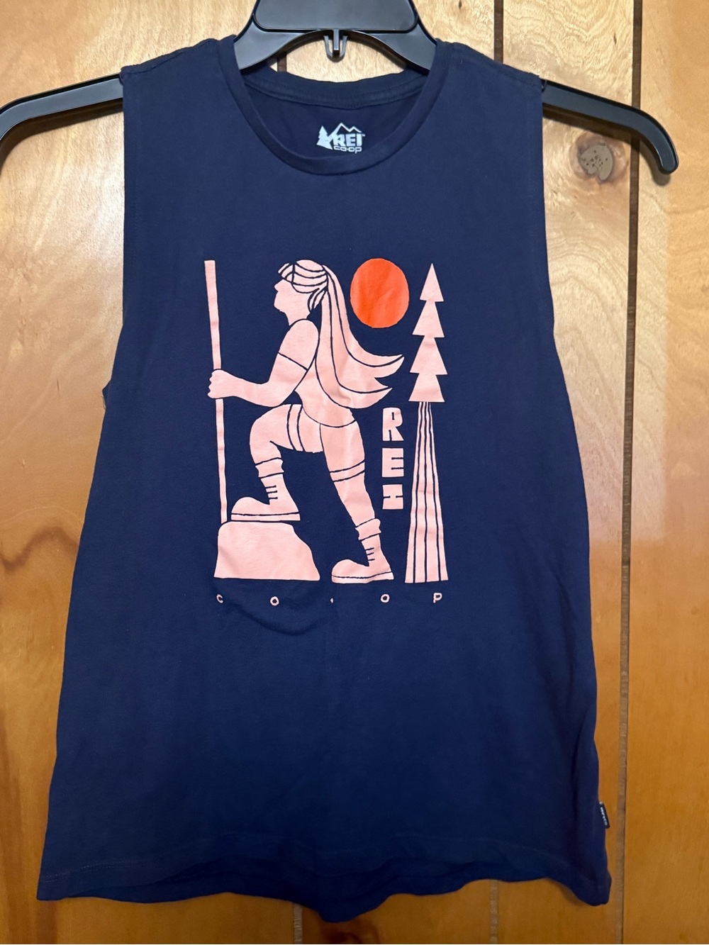 REI Navy Blue Tee with Small White Logo Tab